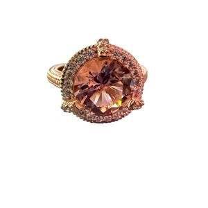 Judith Ripka 925 Sterling Silver 14k Rose Gold  Ring NEW Size 9.75